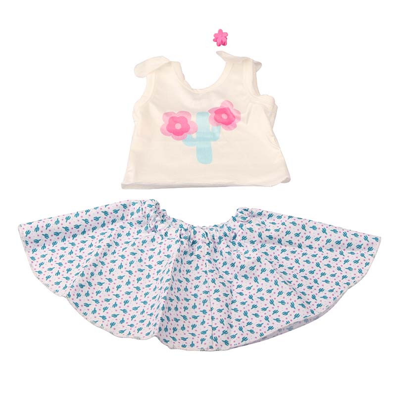 18 inch doll clothes doll blue and white printed skirt set -CL-0197插图4