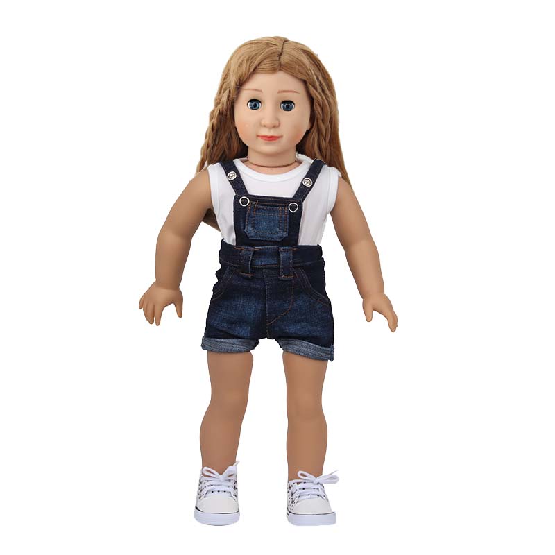 18 inch doll clothes doll Cowboy white t-shirt doll set (shoes not included)-CL-0199插图1