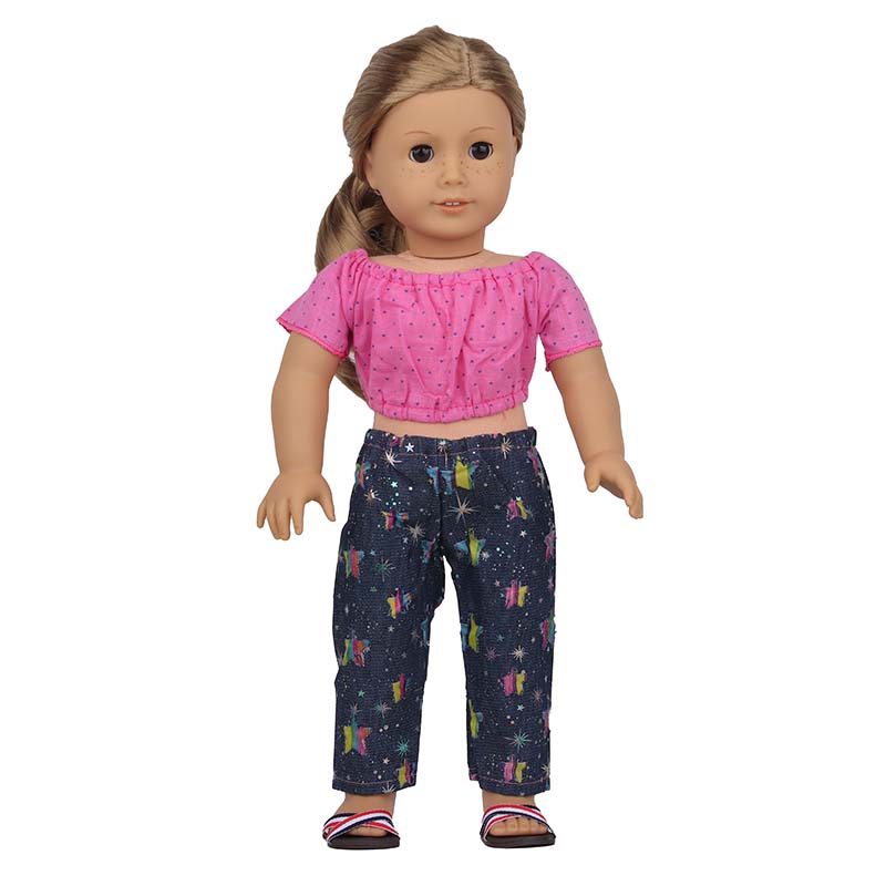 18 inch doll clothes doll  Summer doll set with stars（Shoes not included）-CL-0198插图6