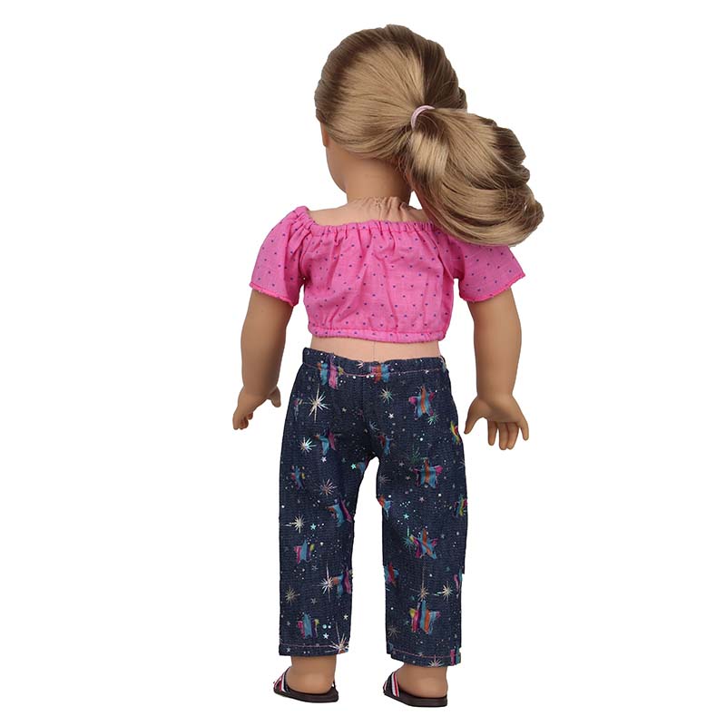 18 inch doll clothes doll  Summer doll set with stars（Shoes not included）-CL-0198插图5