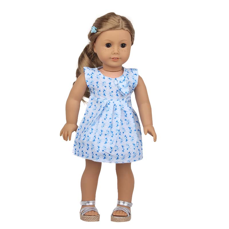 18 inch doll clothes doll blue floral dress -CL-0205插图7