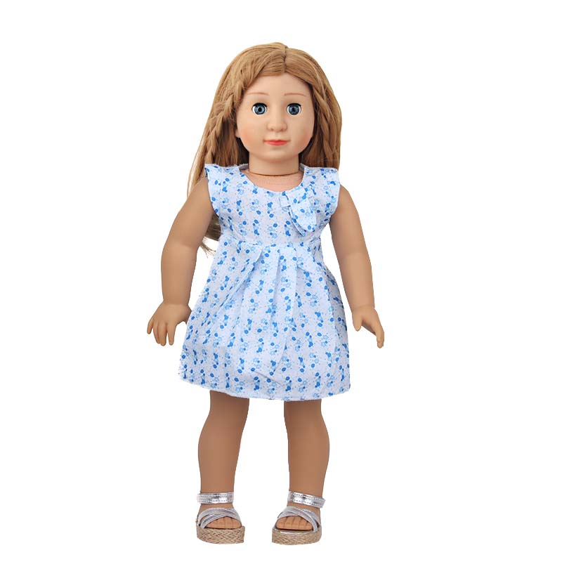 18 inch doll clothes doll blue floral dress -CL-0205插图5