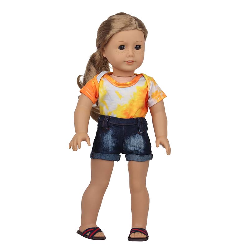 18 inch doll clothes doll orange and yellow top and jeans-CL-0195插图7
