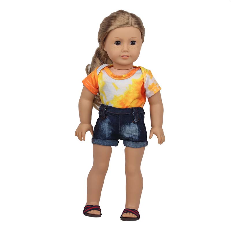18 inch doll clothes doll orange and yellow top and jeans-CL-0195插图5