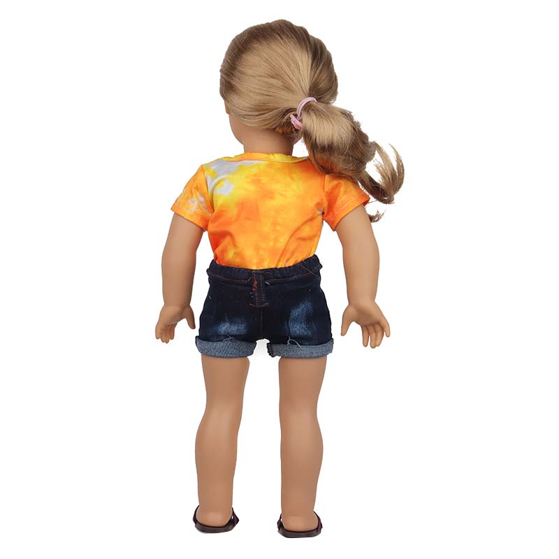 18 inch doll clothes doll orange and yellow top and jeans-CL-0195插图6