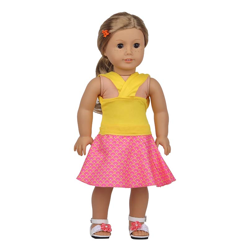 18 inch doll clothes doll yellow top pink fish scale skirt -CL-0193插图5