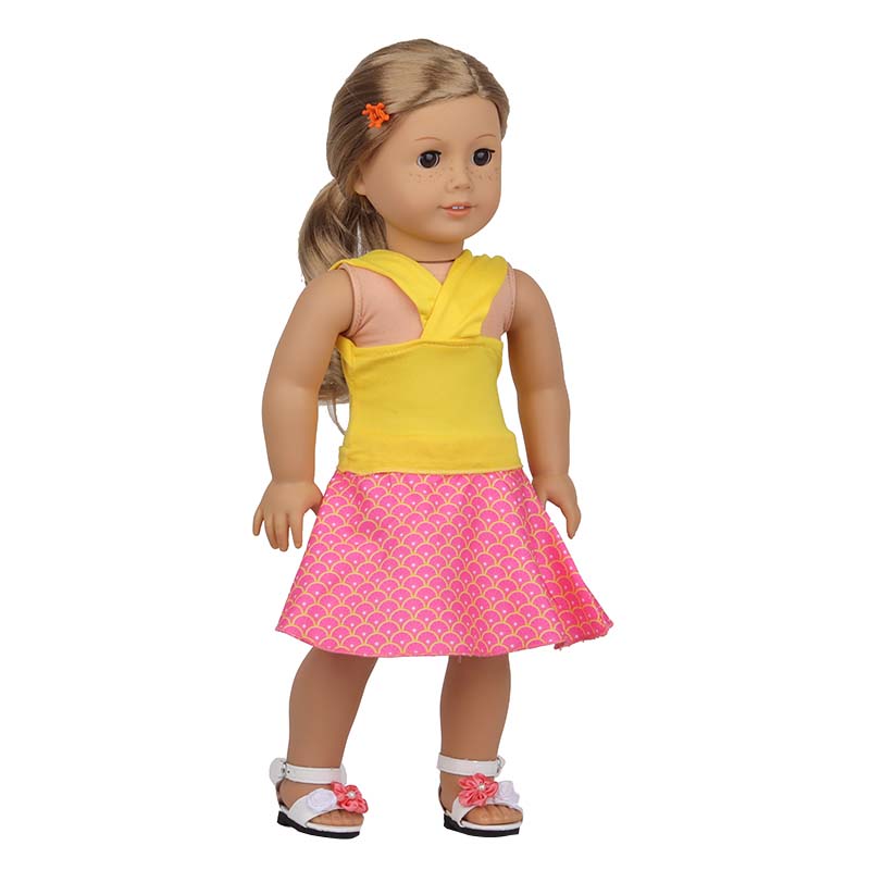 18 inch doll clothes doll yellow top pink fish scale skirt -CL-0193插图6
