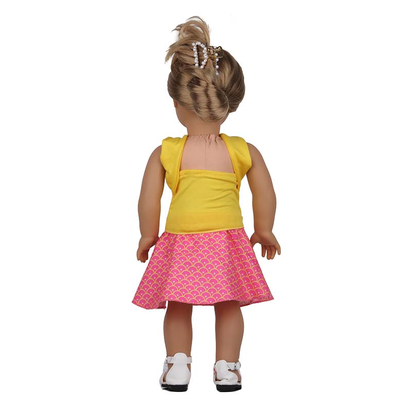 18 inch doll clothes doll yellow top pink fish scale skirt -CL-0193插图7