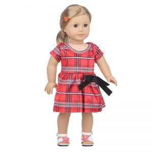 18 inch doll clothes red plaid dress CL-0219插图3