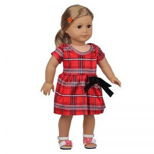 18 inch doll clothes red plaid dress CL-0219插图4