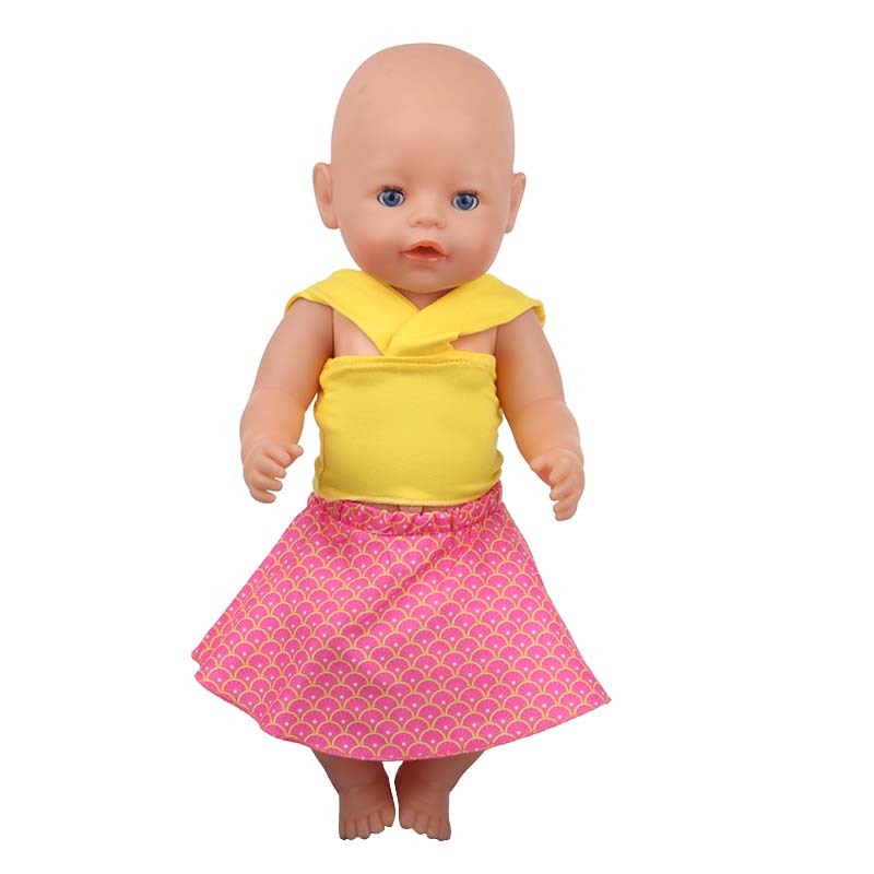 18 inch doll clothes doll yellow top pink fish scale skirt -CL-0193插图4