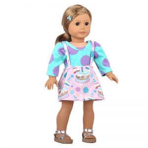 18 inch doll clothes  birthday cake printed skirt overalls CL-0245插图5