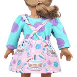 18 inch doll clothes  birthday cake printed skirt overalls CL-0245插图2