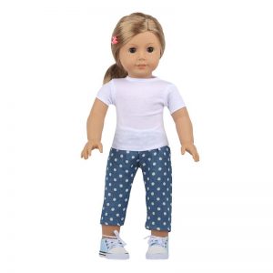 18 inch doll clothes  white dress  with  polka-dot trousers CL-0225插图3
