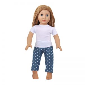 18 inch doll clothes  white dress  with  polka-dot trousers CL-0225插图2