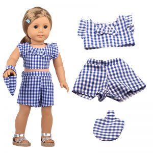 18 inch doll clothes camping style picnic party clothes plaid design CL-0247插图