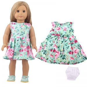 18 inch doll clothes Fresh green dress, the best choice for spring days. CL-0281插图