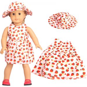 18 inch doll clothes strawberry dress summer doll posing items with hats CL-0255插图1