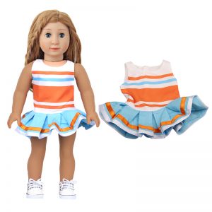18 inch doll clothes cheerleading hot skirt doll sleeveless striped dance dress CL-0253插图1