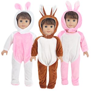 18 inch doll clothes This 18-inch doll rabbit pajama set is designed specifically for dolls, including a cute rabbit pattern pajama and a matching sleeping hat. This set is suitable for 18-inch dolls, keeping your doll warm and comfortable while sleeping. The rabbit pattern design is adorable, making the doll look even cuter. This set is a must-have pajama for dolls, ensuring that your doll looks stylish and cute even while sleeping.CL-0277插图