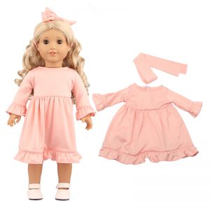 18 inch doll clothes This 18-inch doll solid color sleepwear set includes a nightgown and a headband. The nightgown features a solid color design, suitable for dolls of various styles. The headband can be worn with the nightgown to increase the doll’s cuteness. This set will keep your doll warm and comfortable while sleeping, and can also be used as a stylish accessory for daily wear. Suitable for 18-inch dolls CL-0273插图5