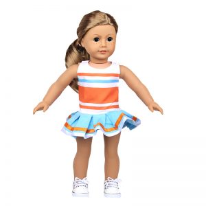 18 inch doll clothes cheerleading hot skirt doll sleeveless striped dance dress CL-0253插图4