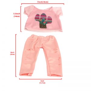 18 inch doll clothes cactus printed tops and ripped pants design of fashion trend CL-0256插图2