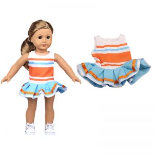 18 inch doll clothes cheerleading hot skirt doll sleeveless striped dance dress CL-0253插图