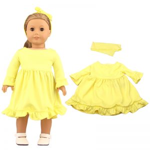 18 inch doll clothes This 18-inch doll solid color sleepwear set includes a nightgown and a headband. The nightgown features a solid color design, suitable for dolls of various styles. The headband can be worn with the nightgown to increase the doll’s cuteness. This set will keep your doll warm and comfortable while sleeping, and can also be used as a stylish accessory for daily wear. Suitable for 18-inch dolls CL-0273插图2