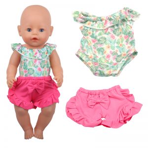 18 inch doll clothes stubborn and beautiful cactus printing upper garment butterfly Rose Hot Shorts Lace Design CL-0249插图1