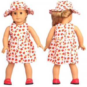 18 inch doll clothes strawberry dress summer doll posing items with hats CL-0255插图