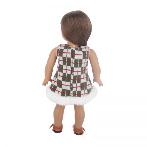18 inch doll clothes Retro plaid 18-inch doll autumn and winter dress, fashionable and warm outfit, paired with versatile plush edge, showing elegant charmCL-270插图3