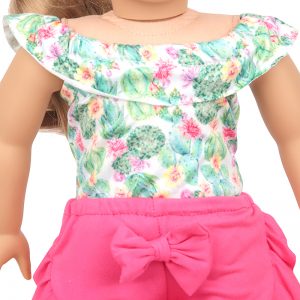 18 inch doll clothes stubborn and beautiful cactus printing upper garment butterfly Rose Hot Shorts Lace Design CL-0249插图4