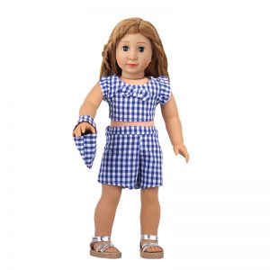 18 inch doll clothes camping style picnic party clothes plaid design CL-0247插图4