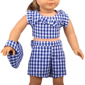 18 inch doll clothes camping style picnic party clothes plaid design CL-0247插图3