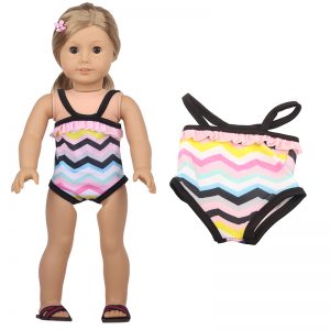 18 inch doll clothes striped swimsuit, wave-like summer vacation swimsuit CL-0258插图