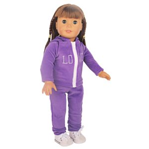 18 inch doll clothes Stylish trend! Doll purple sports suit, make your doll the focus of the street! CL-0285插图3