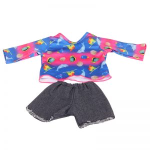 18 inch doll clothes colorful fingerling printing dream underwater world shorts suit CL-0250插图1