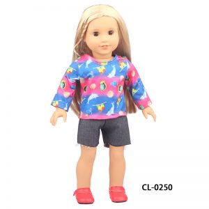 18 inch doll clothes colorful fingerling printing dream underwater world shorts suit CL-0250插图3