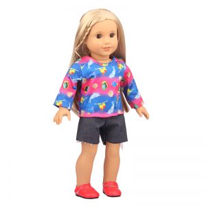 18 inch doll clothes colorful fingerling printing dream underwater world shorts suit CL-0250插图4