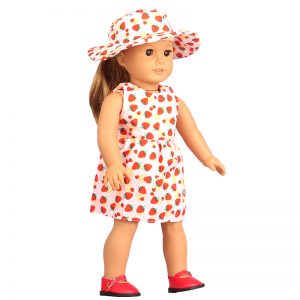 18 inch doll clothes strawberry dress summer doll posing items with hats CL-0255插图4