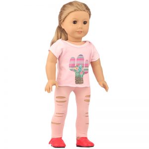 18 inch doll clothes cactus printed tops and ripped pants design of fashion trend CL-0256插图5