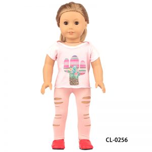18 inch doll clothes cactus printed tops and ripped pants design of fashion trend CL-0256插图4