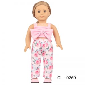 18 inch doll clothes pink bustling fashion big bow flower trousers sling suit. CL-0260插图2