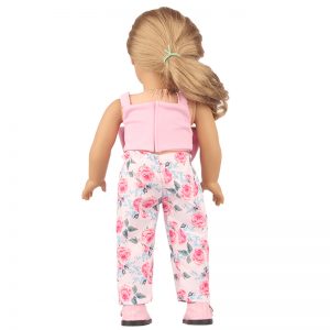 18 inch doll clothes pink bustling fashion big bow flower trousers sling suit. CL-0260插图4