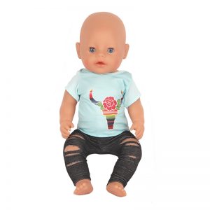 18 inch doll clothes green calf flower short sleeve suit CL-0263插图2