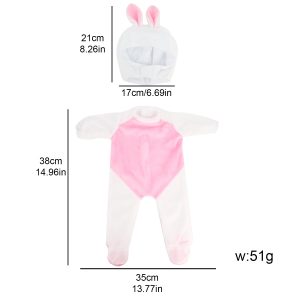 18 inch doll clothes This 18-inch doll rabbit pajama set is designed specifically for dolls, including a cute rabbit pattern pajama and a matching sleeping hat. This set is suitable for 18-inch dolls, keeping your doll warm and comfortable while sleeping. The rabbit pattern design is adorable, making the doll look even cuter. This set is a must-have pajama for dolls, ensuring that your doll looks stylish and cute even while sleeping.CL-0277插图2