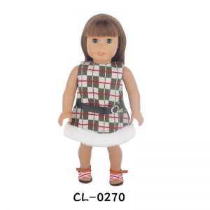 18 inch doll clothes Retro plaid 18-inch doll autumn and winter dress, fashionable and warm outfit, paired with versatile plush edge, showing elegant charmCL-270插图1