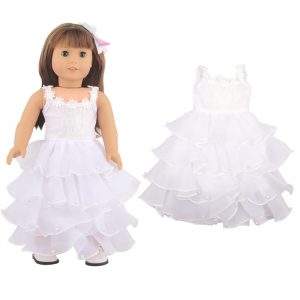 18 inch doll clothes 18-inch doll white evening gown wedding dress Exquisite design, gorgeous skirt, showing elegance and nobility Make you the focus of everyone’s attention CL-0311插图1