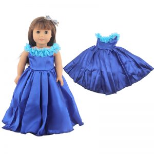 18 inch doll clothes Deep Sea Charm: An 18-inch blue evening gown, where classic tailoring meets modern design, showcasing a doll’s noble and elegant demeanor, suitable for all formal occasions, making the dolls the center of attention at the banquet.CL-0316插图1